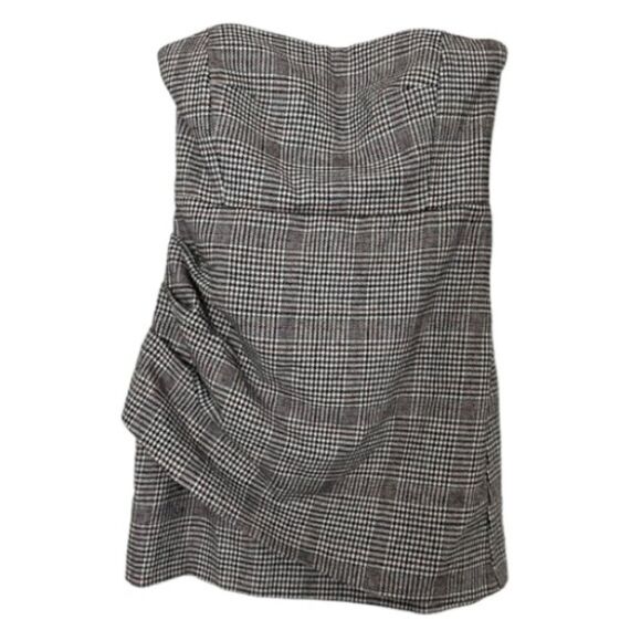 ‼️SOLD‼️HOUSE OF HARLOW NWT Gray Strapless Wool Blend Houndstooth Mini Dress - Picture 13 of 16